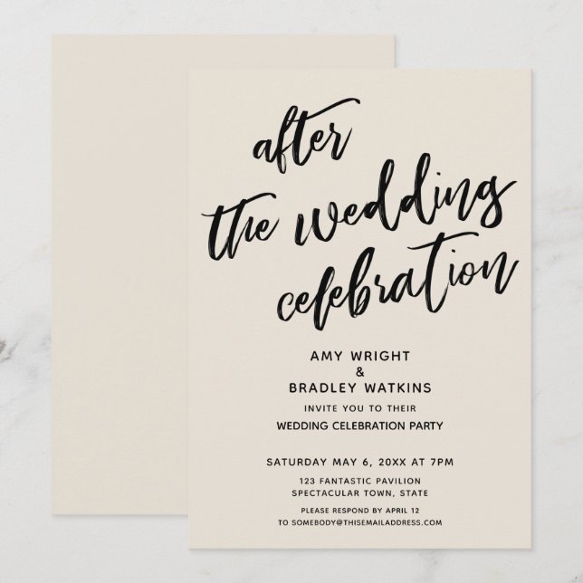 Krämig Efter Bröllopsfirande Inbjudningar (Fram/baksida)