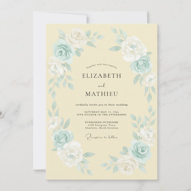 Krämig graciöst vårbröllop inbjudningar (Framsida)