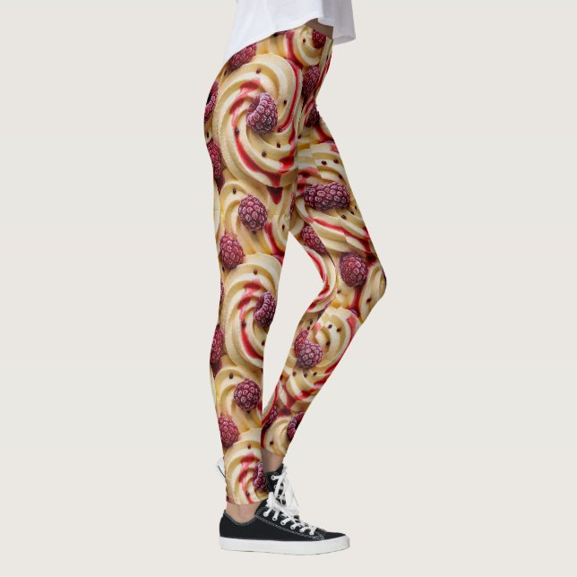 Krämig hallonvirvel - Sött efterrätstema Leggings (Höger)