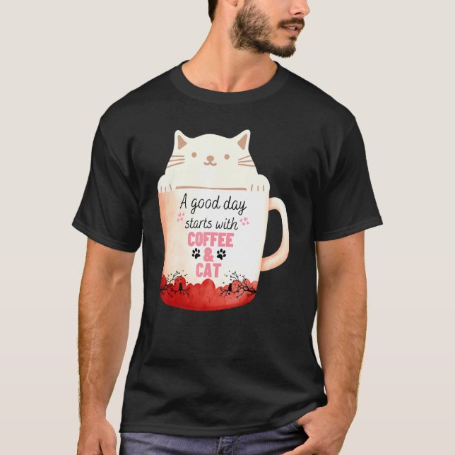Kramig Katt Kaffe Mugg Katt   Av Neko Kaffe Mugg T Shirt (Framsida)