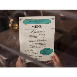 Krämig Klassisk Vintage Restaurang Meny Kort