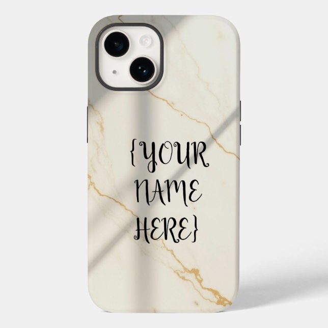 Krämig marmor-monogram Tuff iPhone-fodral (Baksida)