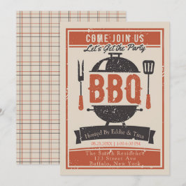 Krämig Navy Orange BBQ-fest Inbjudningar