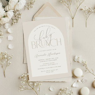 Krämig Neutral Baby Brunch Baby Shower Inbjudningar