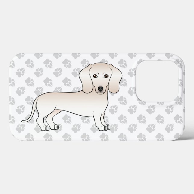 Krämig slät päls Dachshund Tecknad hund med tassar (Baksida (horisontell))