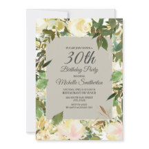 Krämig vit blomsteraktig Sagegrön 30-årsdag