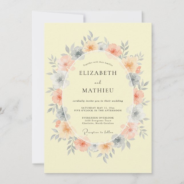 Krämig Whimsical Vårbröllop Inbjudningar (Framsida)