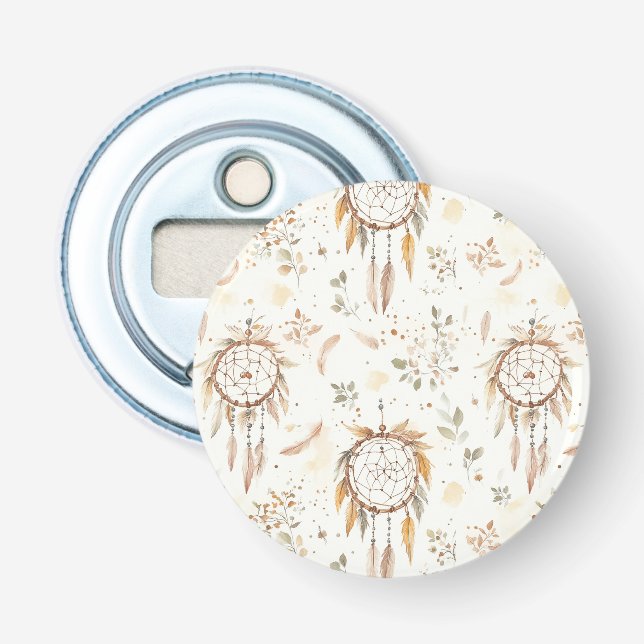 Krämiga Boho Fjädrar Drömfångare Flasköppnare (Framsidan)