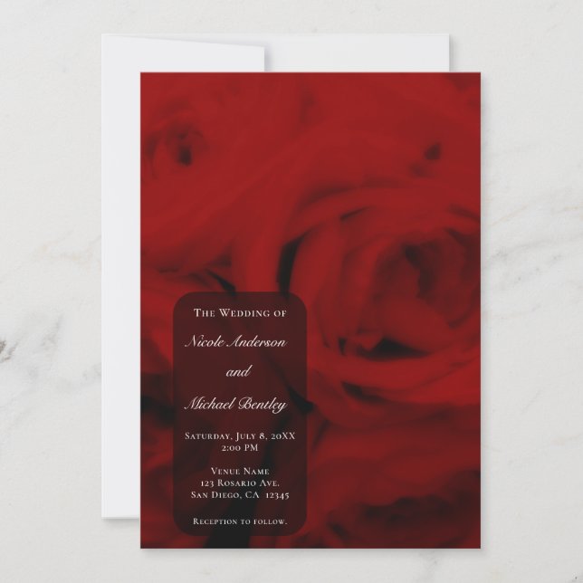 Krämiga mjuka röda rosor Elegant minimalistisk brö Inbjudningar (Framsida)