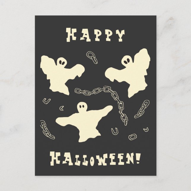 Krämiga spöken - Glad Halloween! Helg Vykort (Framsida)