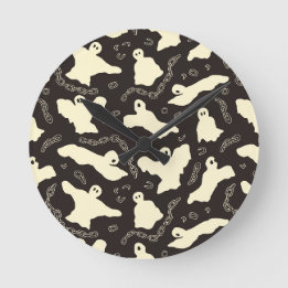 Krämiga spöken - Halloween-mönster. Rund Klocka