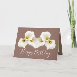 Krämiga vita Calla-liljor Modern födelsedagskort Kort
