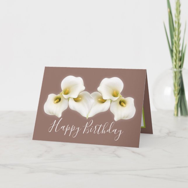 Krämiga vita Calla-liljor Modern födelsedagskort Kort (Framsida)