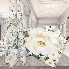 Krämiga vita Desdemona rosor bröllop vita blommor Slips