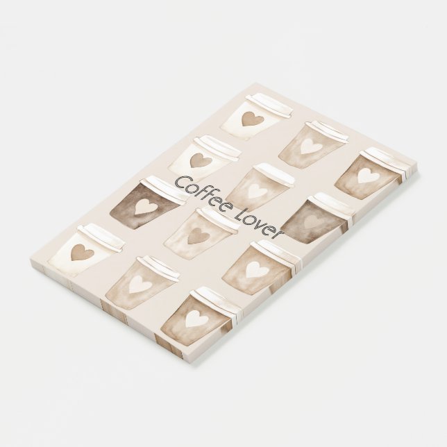 Krämkaffekopp med hjärta post-it block (Vinklad)