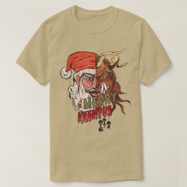Krampunacht Merry Krampus och Santa Horror Kristus T Shirt (Design framsida)