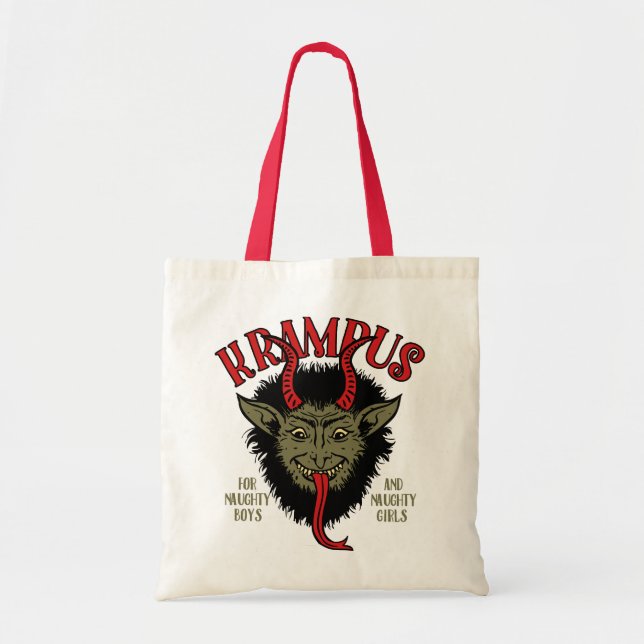 Krampus Ansikte Naughty Tygkasse (Framsidan)