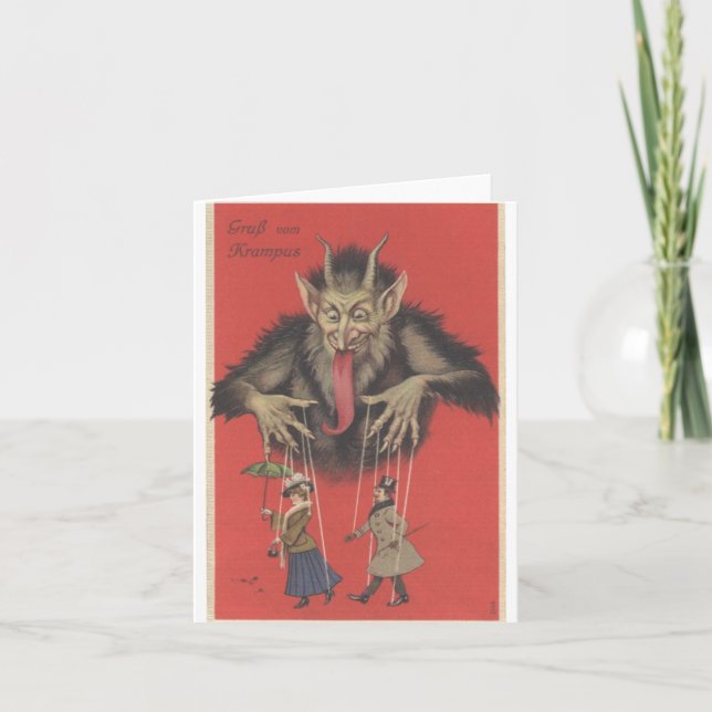 Krampus-anteckningskort Helgkort (Framsida)