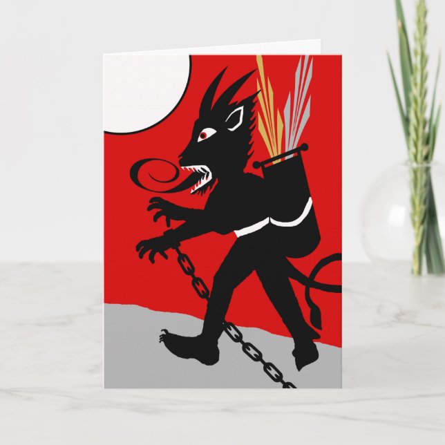 Krampus är på väg, Krampunacht Beast i kedjor Helgkort (Framsida)