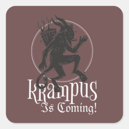Krampus är på väg till jul-Helgdag Fyrkantigt Klistermärke