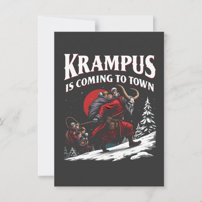 Krampus är på väg till Town Krampus-jul Inbjudningar (Framsida)
