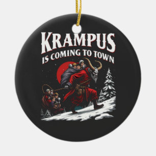 Krampus är på väg till Town Krampus-jul Julgransprydnad Keramik