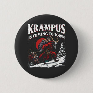 Krampus är på väg till Town Krampus-jul Knapp