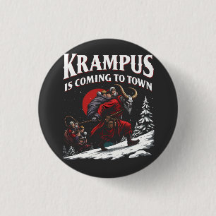 Krampus är på väg till Town Krampus-jul Knapp