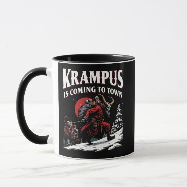 Krampus är på väg till Town Krampus-jul Mugg (Vänster)