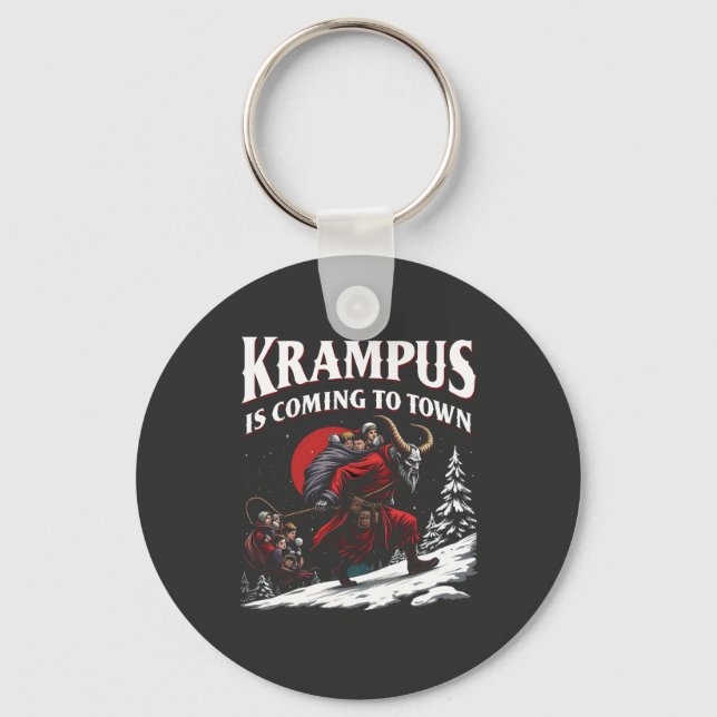 Krampus är på väg till Town Krampus-jul Nyckelring (Framsida)