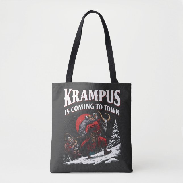 Krampus är på väg till Town Krampus-jul Tygkasse (Framsida)