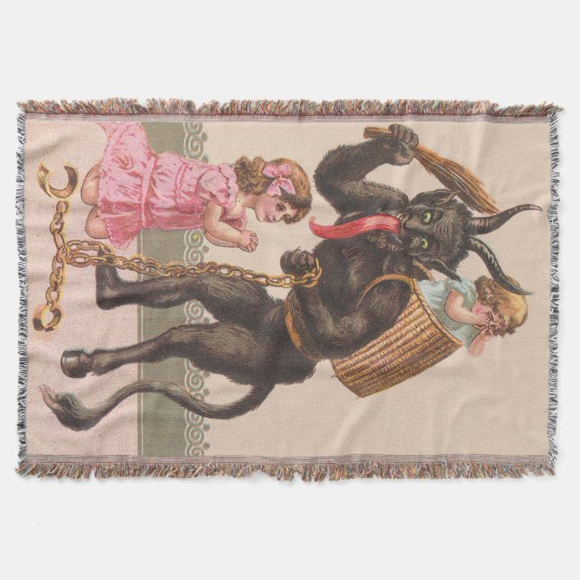 Krampus bestraffar barn kedja med käpp filt (Framsidan)