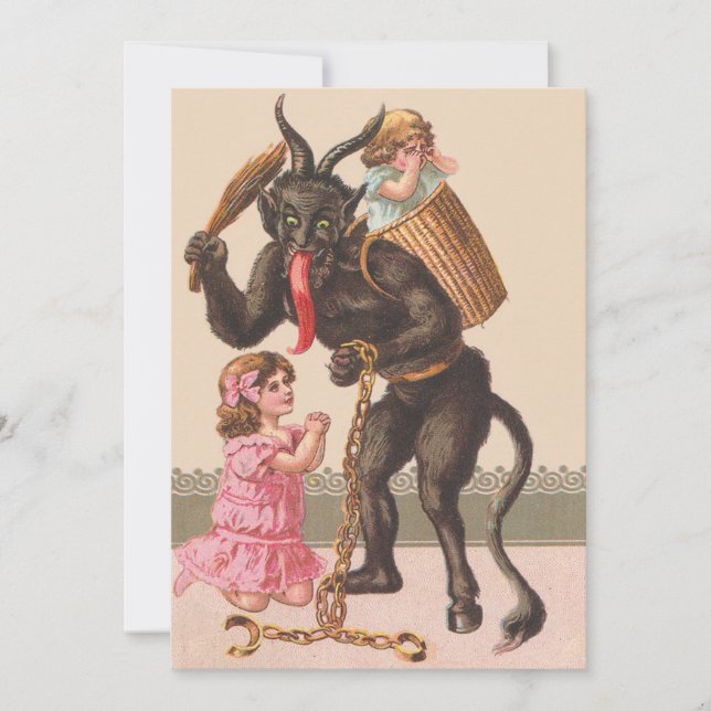 Krampus bestraffar barn kedja med svipa (Framsida)