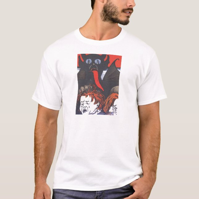 Krampus bestraffar barn t shirt (Framsida)
