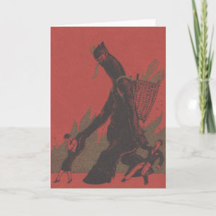 Krampus bestraffar dåliga vuxna helgkort