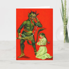 Krampus bestraffar en elak flicka helgkort