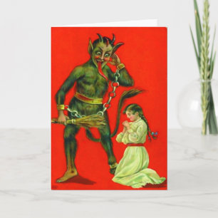 Krampus bestraffar en elak flicka helgkort
