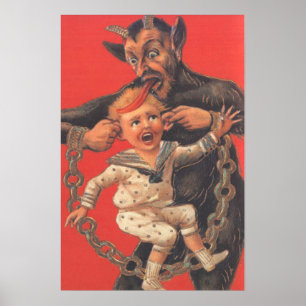 Krampus bestraffar liten pojke öra poster