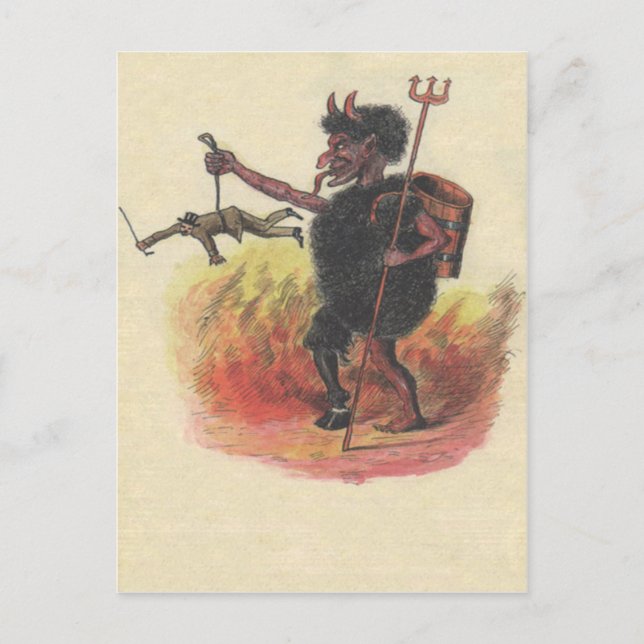Krampus bestraffar vuxen vykort (Framsida)