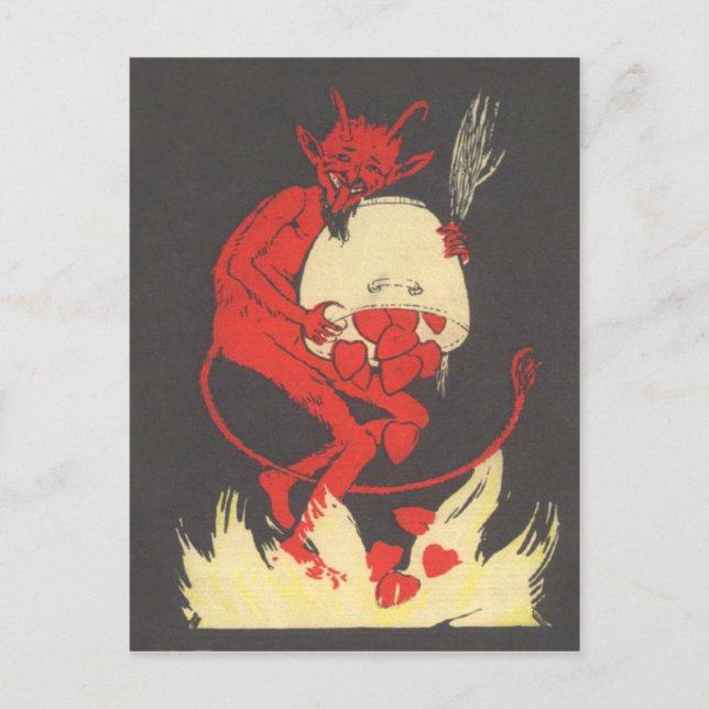 Krampus Burning Hearts Vykort (Framsida)