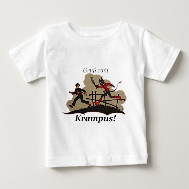 Krampus Chases Kid T Shirt (Framsida)