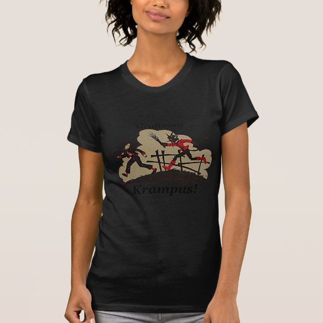 Krampus Chases Kid Tee Shirt (Framsida)