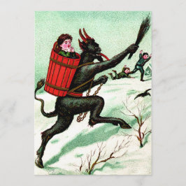 Krampus Chasing Bad Children Winter Snö
