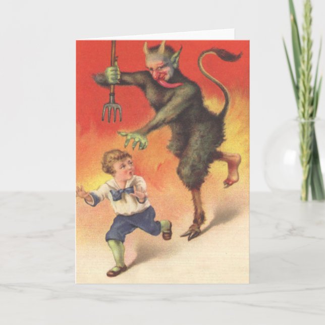 Krampus Chasing Child Helgkort (Framsida)