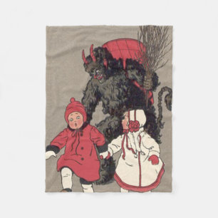 Krampus Chasing Children Switch Fleecefilt