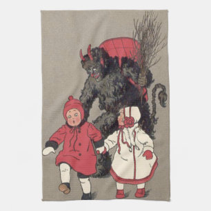 Krampus Chasing Children Switch Kökshandduk