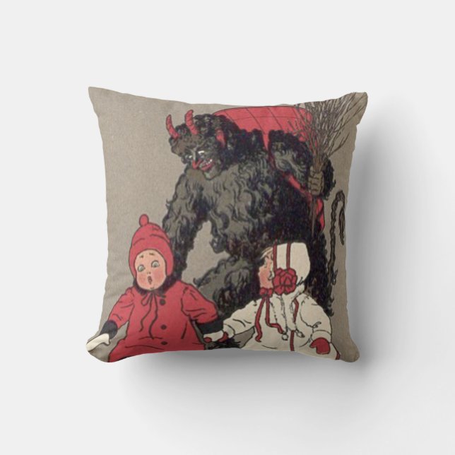 Krampus Chasing Children Switch Kudde (Framsida)