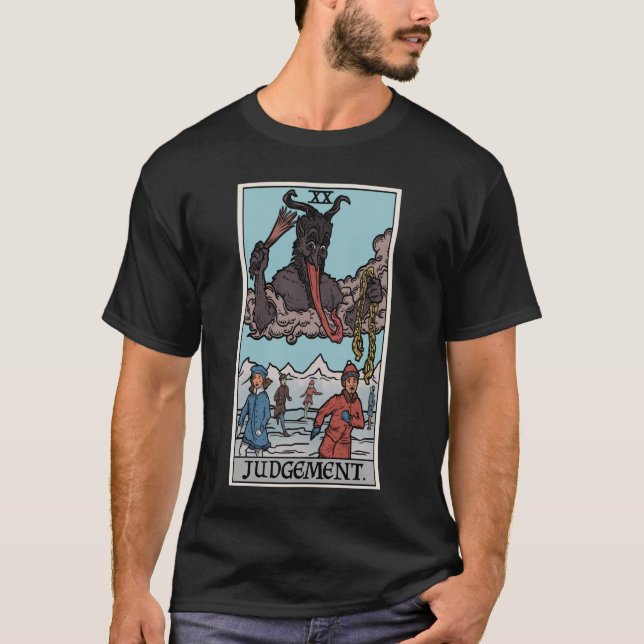 Krampus Dom Tarot Card Funny jul Gothi T Shirt (Framsida)