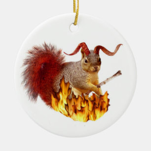 Krampus ekorreprydnad julgransprydnad keramik