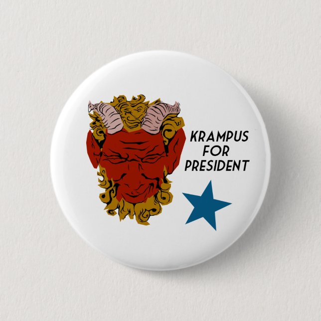Krampus för presidentkampanjen knäppas knapp (Framsida)